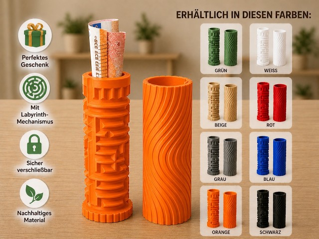 Labyrinth Geldgeschenk Safe – Rätsel Geschenkbox für Geld & Gutscheine – 3D Gedruckter Geheim-Safe als originelles Geschenk (Grau) Video