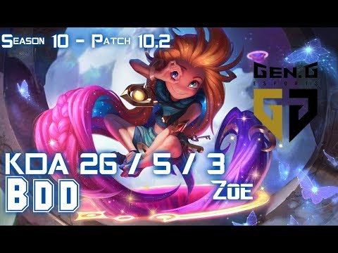 Gen BDD ZOE vs CASSIOPEIA Mid - Patch 10.2 KR Ranked