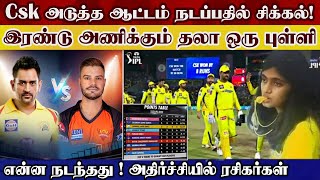 Csk up coming match was stoped,two team 1 points or swift another date | csk v rcb ipl2023 highlight