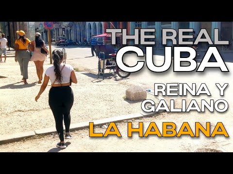 Real Havana, Cuba in HD | Calle REINA and GALIANO | Walk Centro Habana | People and Street | ASMR