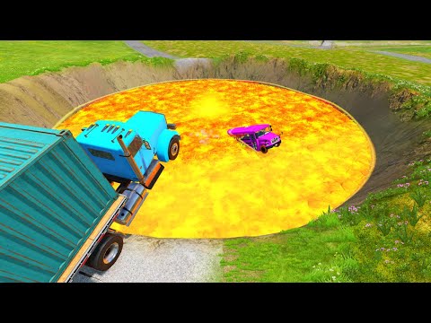 Cars vs Giant Crater - BeamNG.Drive