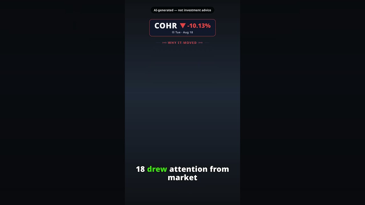 Why Is Coherent Stock Sliding Today? COHR -10.13% (Aug 18)