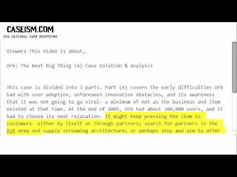 Orb: The Next Big Thing (A) Case Solution & Analysis- Caseism.com