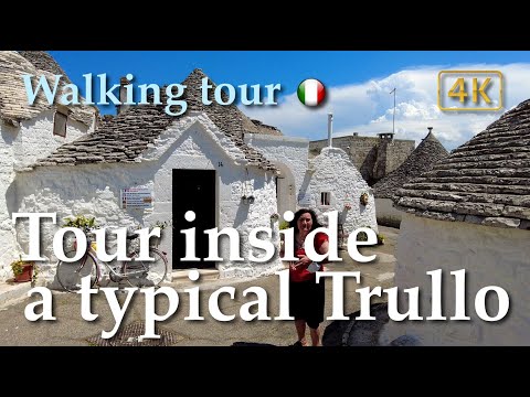 Visita em um típico Trullo em Alberobello, (Puglia)【Itália】Tour com tradução em legendas - 4K