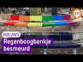 Vandalen verven regenboogbankje Ede zwart: 'Ik vind het heel verdrietig'