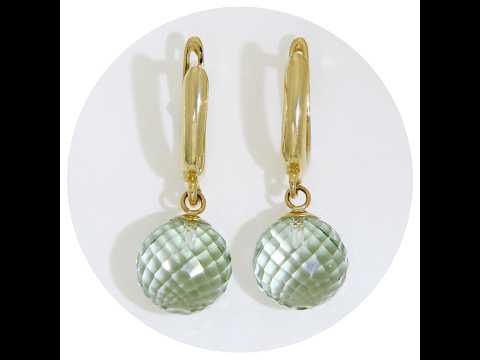 Cercei cu Tortite Articulate Aur 14 k Ametist Verde Natural fatetat