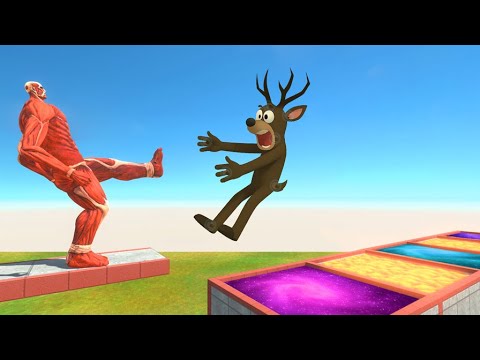 Giant Colossal Titan Kick into Evolution Portal or Lava - Animal Revolt Battle Simulator