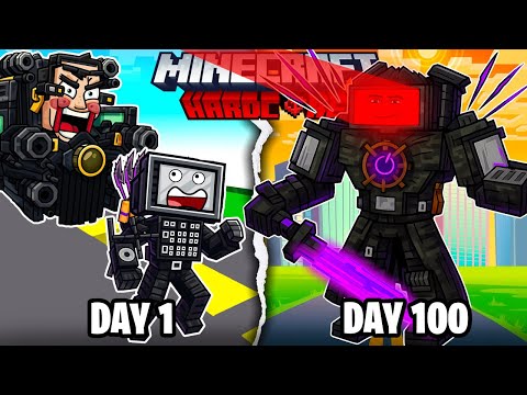 I Survived 100 Days as a TITAN TV MAN in Hardcore Minecraft!