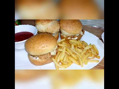 Crispy chicken burger/kfc style chicken burger/ made by cooking with shameen