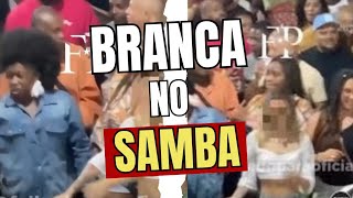 What does the controversy surrounding white women in samba reveal about the racial debate in Brazil?