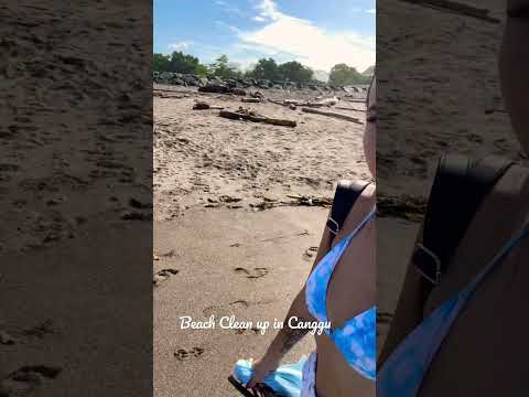 Beach Clean Up  #bali #oceanlover #islandgirl #canggu #beachcleanup #bikini #brunette #beachlife