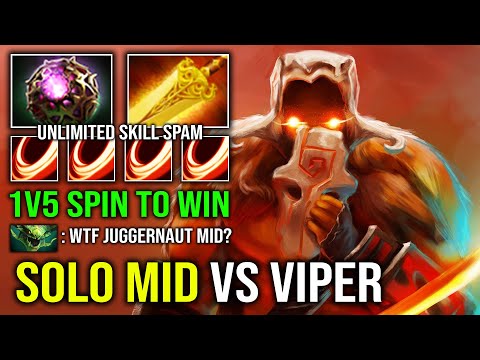 How to Solo Mid Juggernaut Against Viper with Radiance Octarine Blade Fury Spin to Win Dota 2