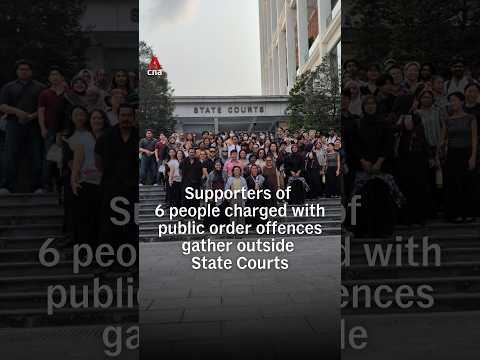 Supporters of 6 people charged with public order offences gather outside  State Courts