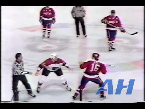 NHL Dec. 5, 1989 Tony Horacek,PHI v Alan May,WSH Philadelphia Flyers Washington Capitals
