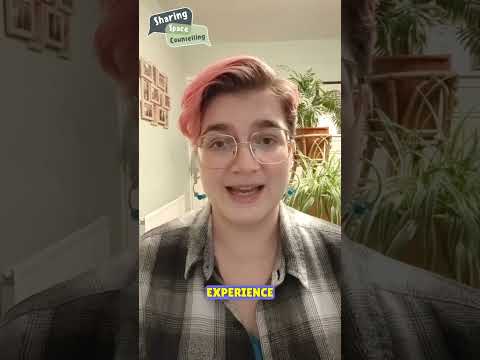 Efi (a white woman with short pink hair) talks to the camera about the type of therapy she offers
