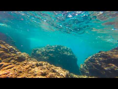 The Perfect Mediterranean UnderWater Scene, Rocks, Blue Water & Waves - 4k