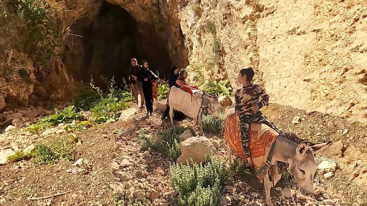 Nomads' excursion to a beautiful cave