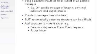 preview picture of video 'CSS322, Lecture 20, 18 Jan 2013 - Message Authentication Codes'