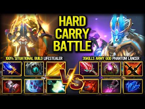 EPIC HARD CARRY BATTLE | BRUTAL LIGHTNING RIGHT CLICK LIFESTEALER VS 35KILLS ARMY GOD PHANTOM LANCER
