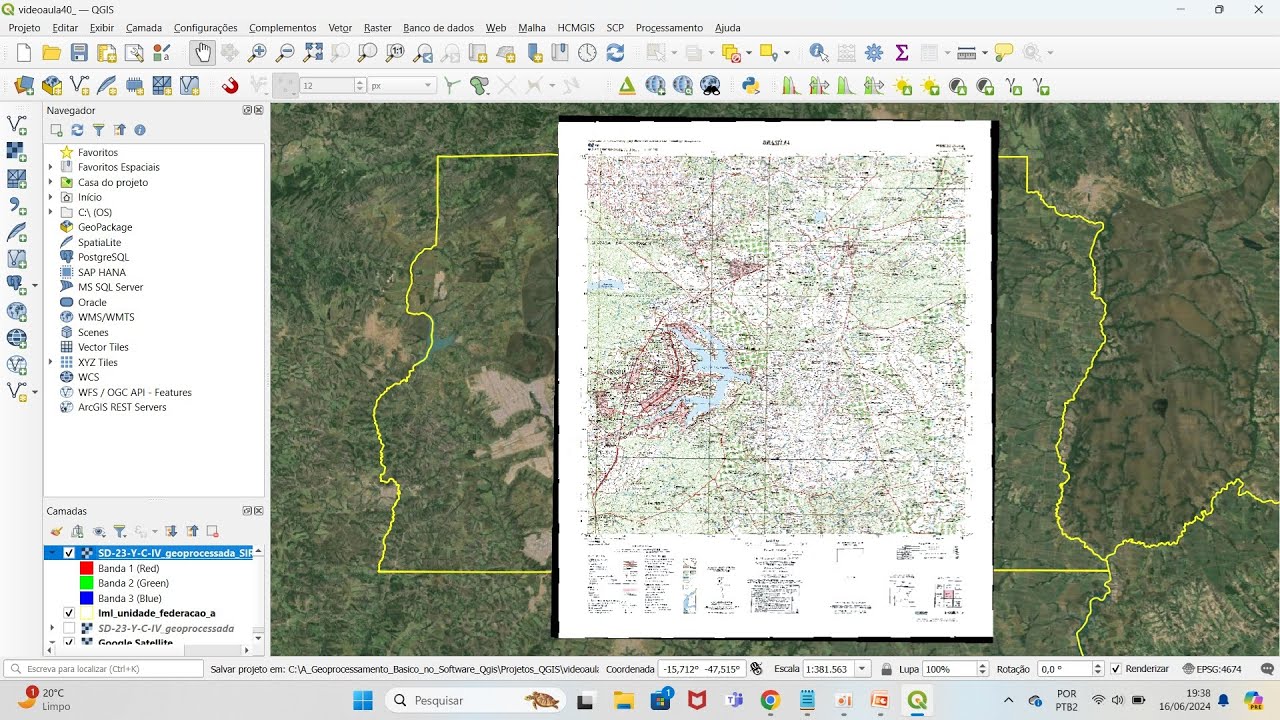 Videoaula 40: Georreferenciamento de carta topográfica em formato JPG no Software QGIS