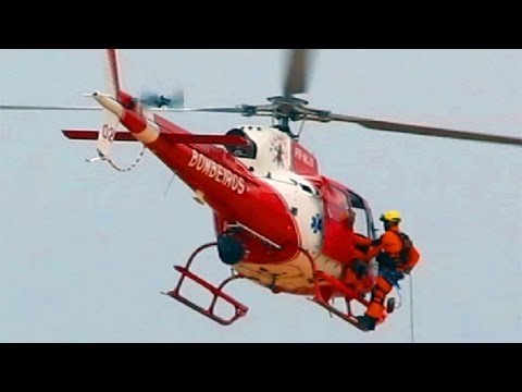 Rapel no Helicóptero HELIBRAS Esquilo Eurocopter AS350 B2 Bombeiros de Brasília | Rescue Helicopter Video