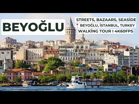Beyoğlu (ruas, bazares, beira-mar) I Beyoğlu, Istambul I Walkingtour 4K60FPS #istanbul