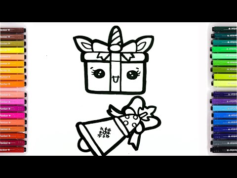 Bolalar uchun sovg'a qutisi va chiroyli katta qo'ng'iroqni qanday chizish mumkin?