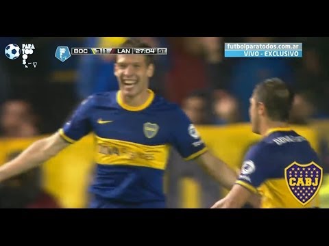 Gol Riaño.  Boca 3 Lanús 1. Fecha 18 Final 2014 - Fútbol Para Todos.
