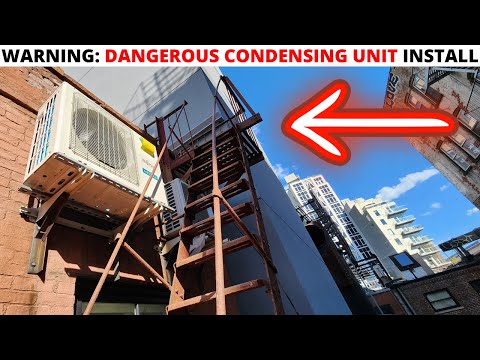 HVAC Installation: Dangerous Heat Pump Installation (Condensing Unit NIGHTMARE Installation)