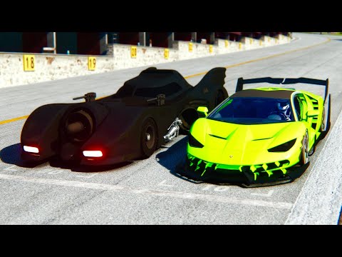 Lamborghini Centenario GTR Concept vs Batmobile 1989 at Drag Race 20 KM