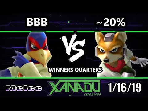 S@X 285 SSBM - BBB (Falco) Vs. ~20% (Fox)  - Smash Melee Winners Quarters