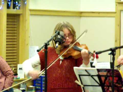 Janelle playing her fiddle at the Three Forks Christmas Stroll 2009