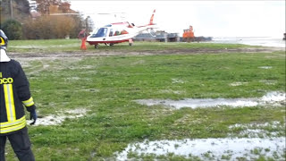 preview picture of video 'Vigili del Fuoco Laveno Mombello  Elicottero partenza arrivi Gaggetto 16 novembre 2014'