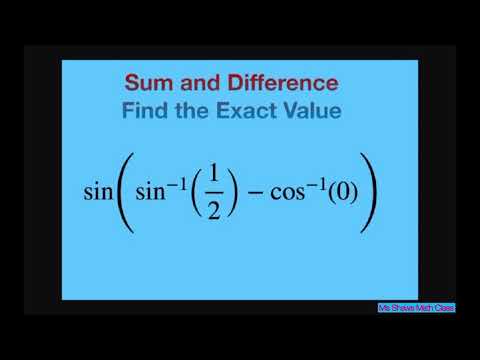 Find exact value sin(sin^(-1)(1/2)- cos^(-1)(0)). Sum and Difference Formula