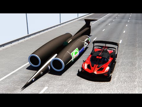 Bugatti Bolide GTR Concept vs Thrust SSC - CRASH AT 3000 KM/H
