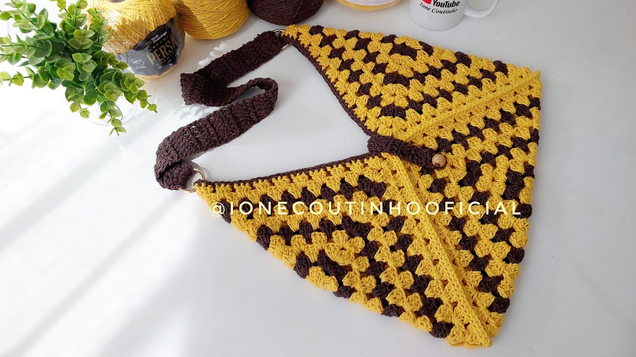 BOLSA EM CROCHE COM SQUARE FÁCIL PASSO A PASSO