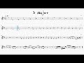 D Major Scale BACKING TRACK Complete Scale Training 6 Rhythms With Sheet Music