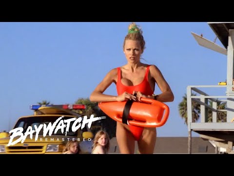 C J Parker Runs To Save A Man Drowning In The Sea! Baywatch Remastered
