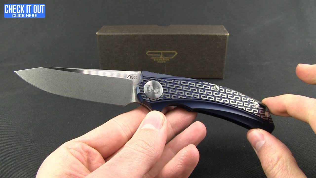 Stedemon Knife Co. ZKC Flipper Knife Blue Milled (3.5" Stonewash) B-01