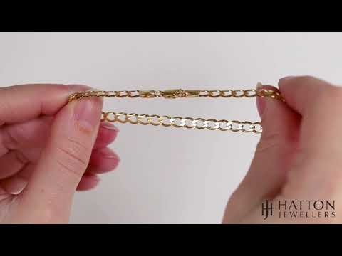 9ct Yellow Gold Classic Italian Curb Bracelet - 4.5mm - 8" - Gents