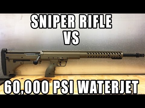 Desert Tech Sniper Rifle cut in half with 60,000 PSI Waterjet Cutter Video