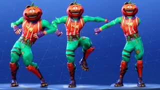 fortnite tomatohead performs all dances all season 1 4 dance emotes - skin de fortnite tomato head