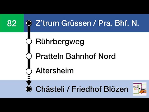 AAGL Ansagen | 82 Zentrum Grüssen - Chästeli / Friedhof Blözen | Ortsbus Pratteln | BoJa Ansagen