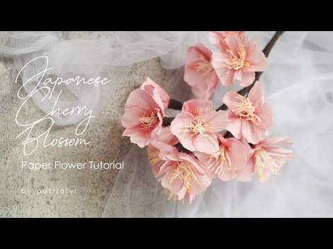 DIY How to Make Cherry Blossom using Crepe Paper l Cara Membuat Bunga Sakura | By putriolvi