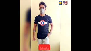 Captain America Black Half-Tee.👕