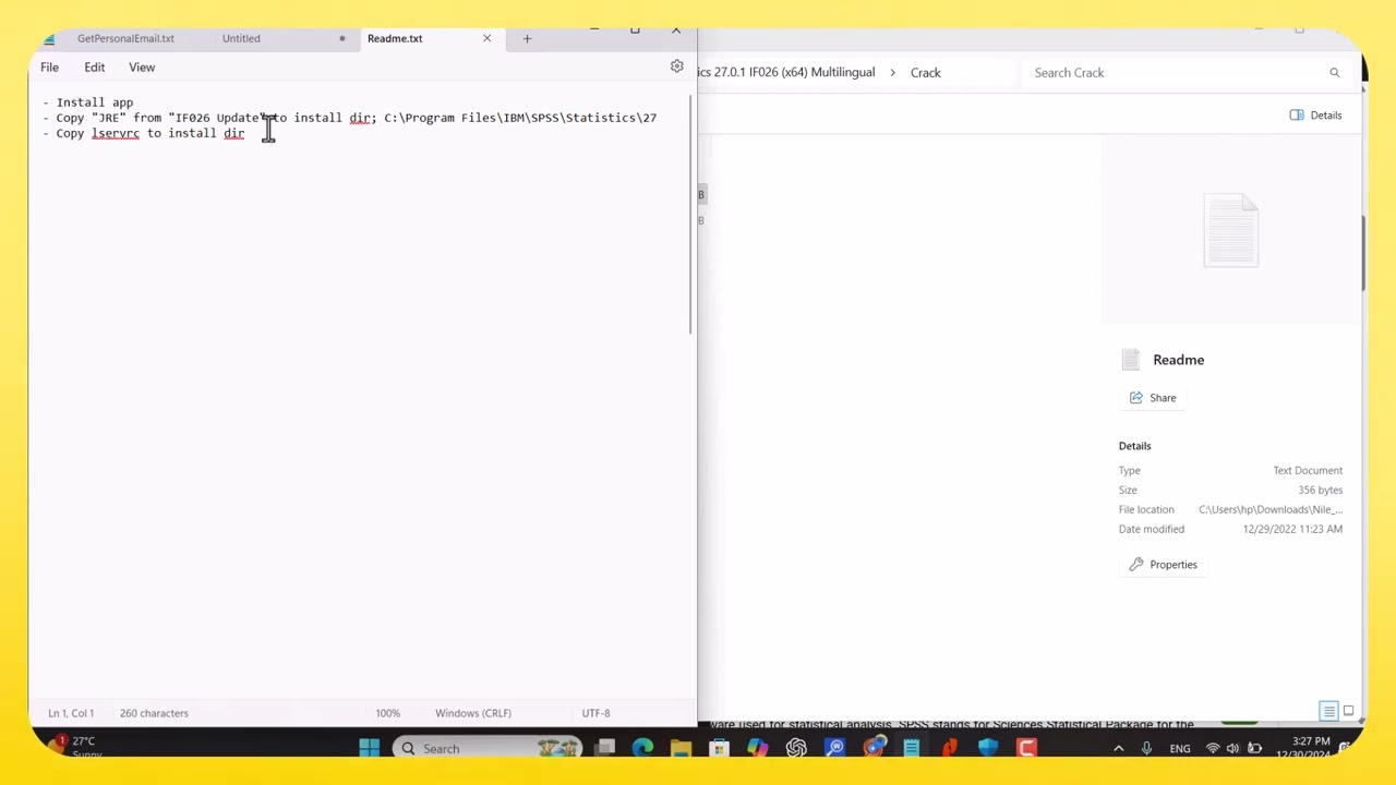 How to install IBM SPSS statics 27.