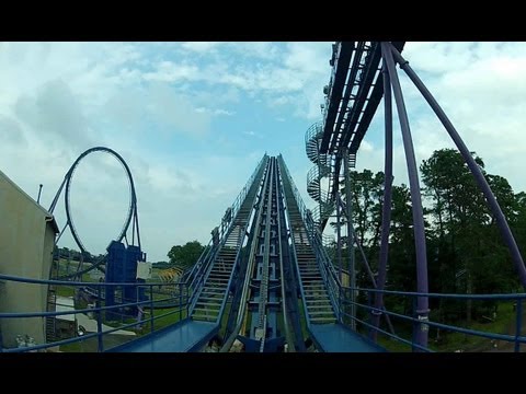 Six Flags Bizarro POV HD Roller Coaster Front Seat On Ride B&M Floorless GoPro Video Jersey Video