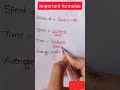 Important Formulas Of Speed Distance And Time Shorts