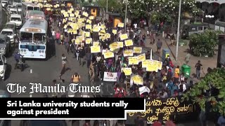 Sri Lanka university students rally against president
