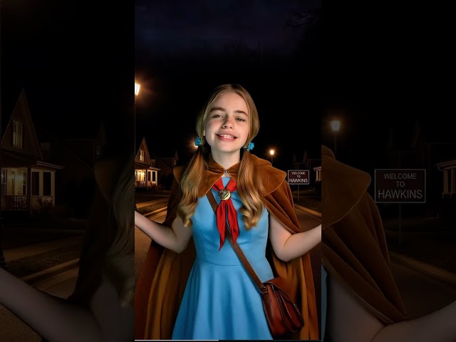 Vídeo relacionado con Yulefly Holly Wheeler Disfraz Strange Holly Azul Vestido Marrón Capa Capucha Disfraz Carnaval Halloween 140